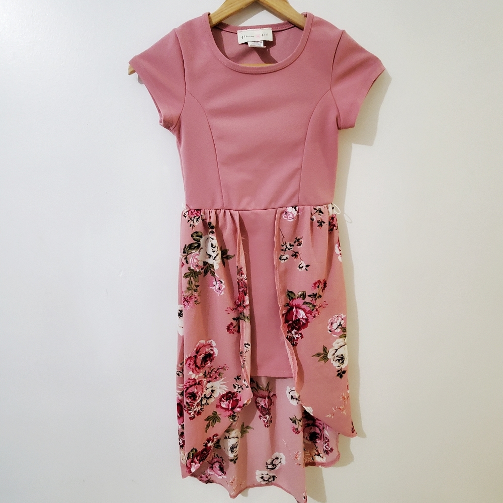 GLITTER GIRL Dress High Low Floral Rose Size 6